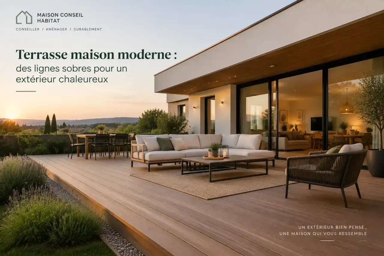 Terrasse maison moderne : des lignes sobres pour un extérieur chaleureux