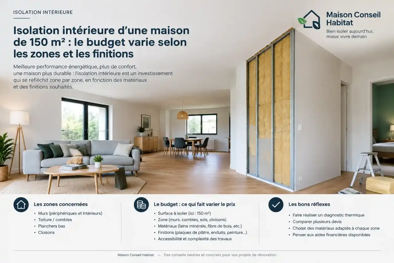 Isolation intérieure d’une maison de 150 m² : le budget varie selon les zones et les finitions