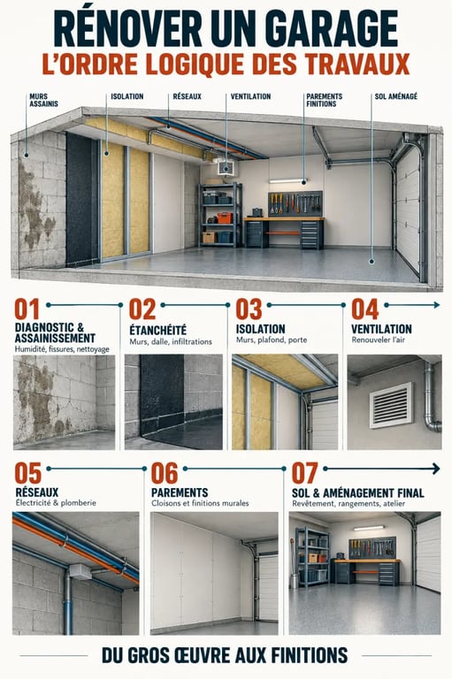 Rénovation garage : ordre des travaux de l’assainissement à l’aménagement final