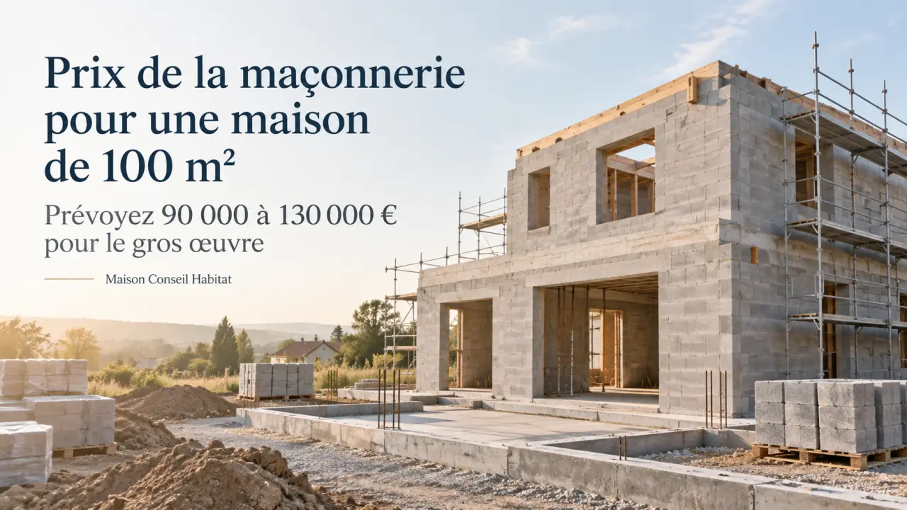 Prix de la maçonnerie pour une maison de 100 m² : prévoyez 90 000 à 130 000 € pour le gros œuvre
