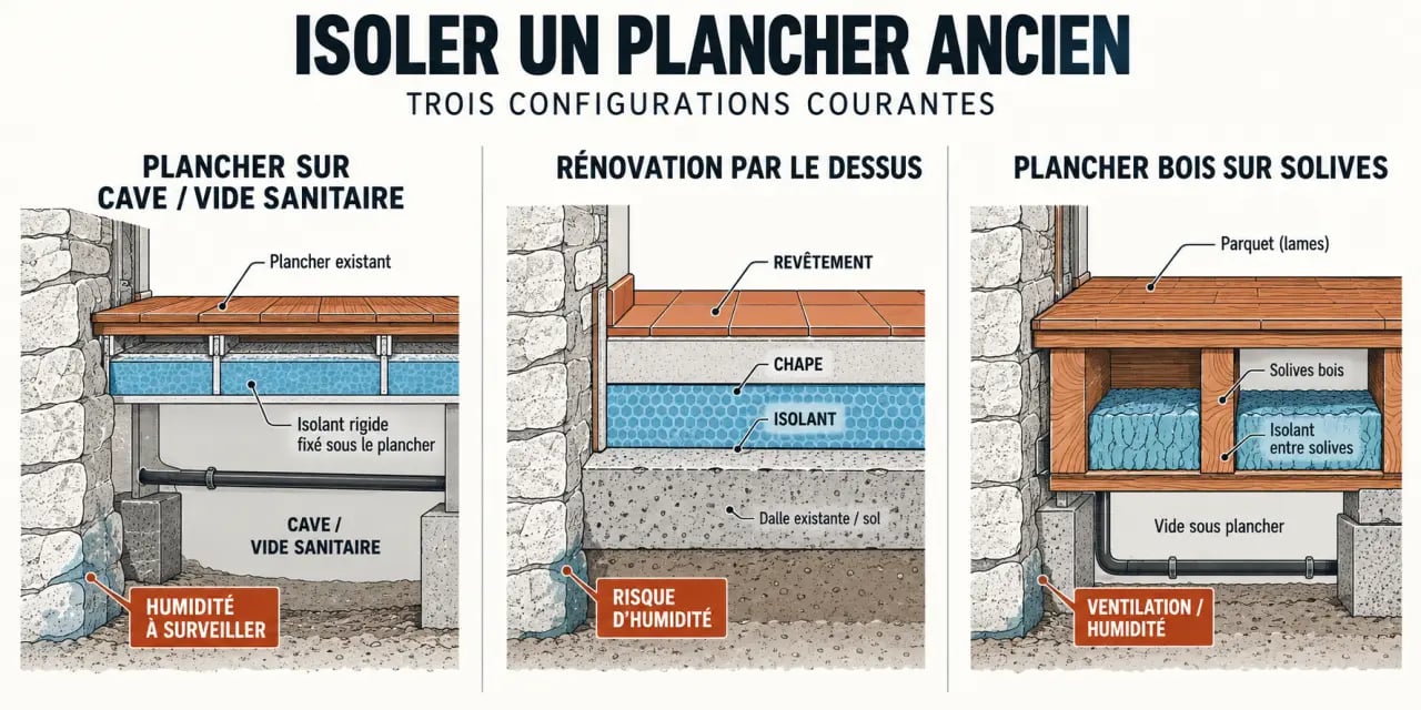 Isolation du sol d’une maison ancienne selon la configuration du plancher