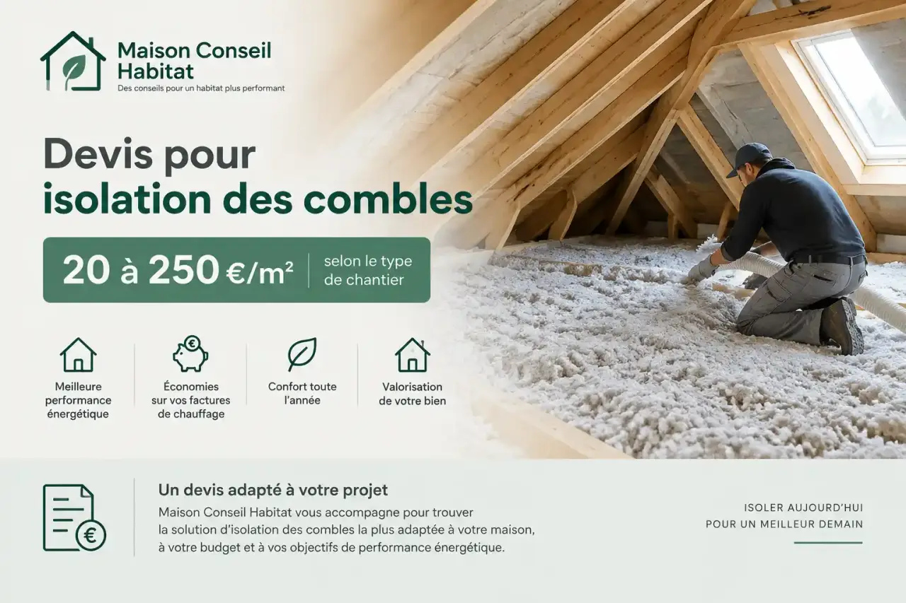 Devis pour isolation des combles : 20 à 250 €/m² selon le type de chantier