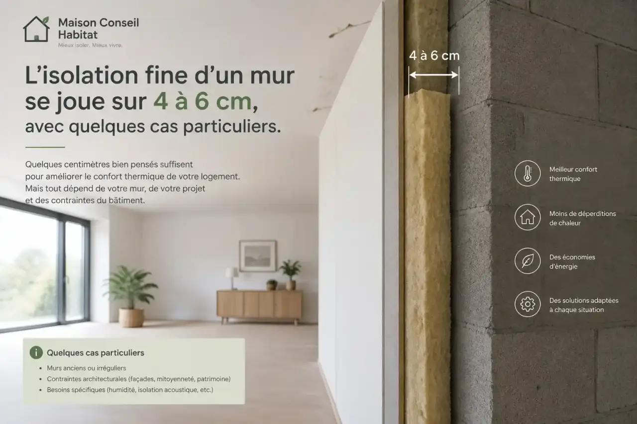 L’isolation fine d’un mur se joue sur 4 à 6 cm, avec quelques cas particuliers